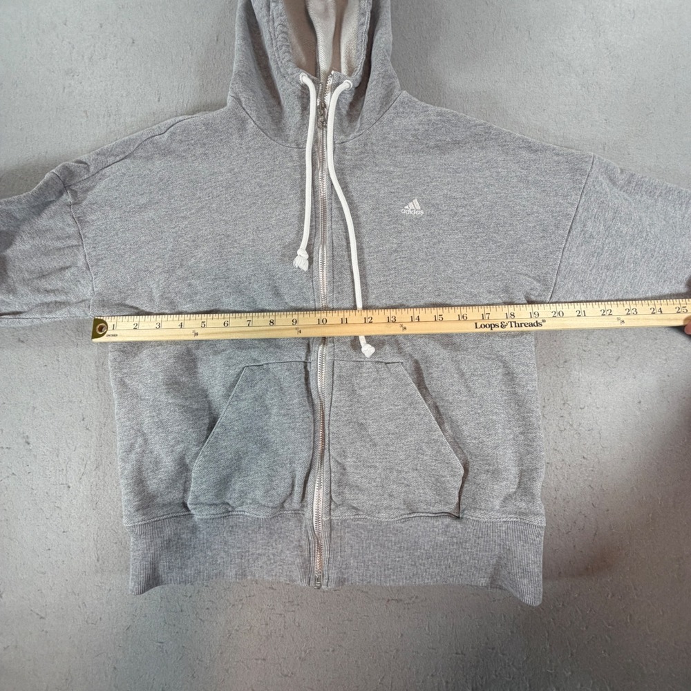 Adidas Women's Full Zip Hoodie Heather Gray French Terry Sweatshirt M - Picture 7 of 8